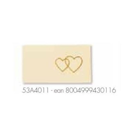 BIGLIETTINO BOMBONIERA 45x25mm CUORI AVORIO 20pz