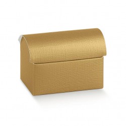 SCATOLA BAULETTO SETA ORO 13x9x9,5cm 10pz