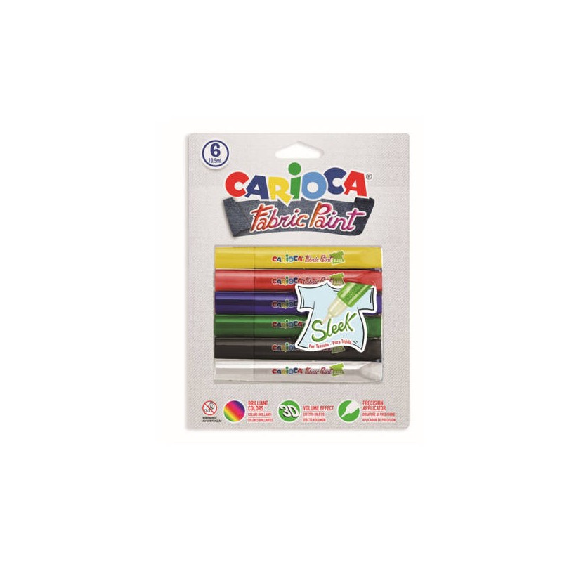 FABRIC PAINTS TESSUTI CARIOCA SLEECK 6pz
