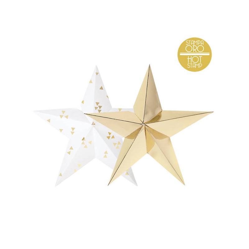 STELLA ORO/BIANCA cm.35 STAMPATA ORO 2pz