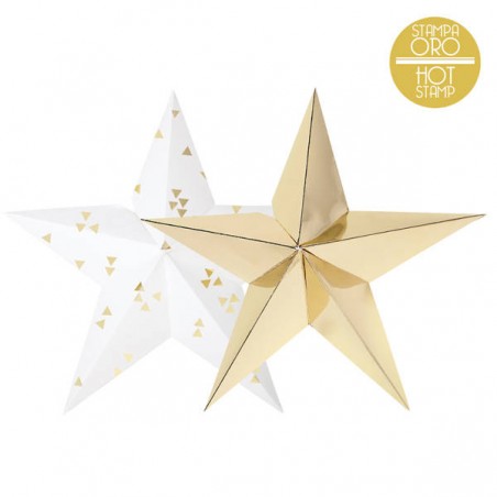 STELLA ORO/BIANCA cm.35 STAMPATA ORO 2pz