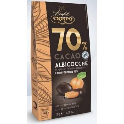 ALBICOCCHE RICOPERTE DI CIOCCOLATO FONDENTE 70% 130gr