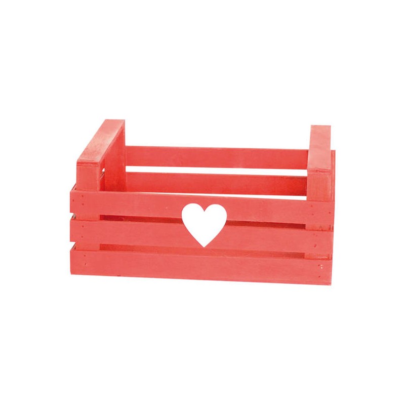 CASSETTA LEGNO ROSSA CUORE 29x24x13cm CASL2498