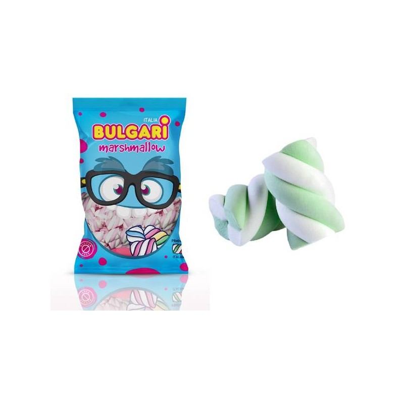 MARSHMALLOW ESTRUSO TRECCIA BIANCO/VERDE 1kg