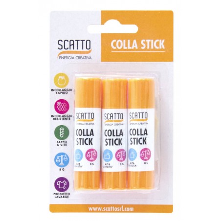 COLLA STICK 8gr 3pz SCATTO