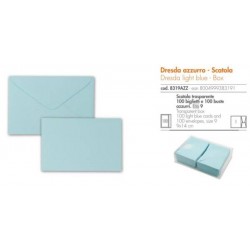 BIGLIETTI + BUSTA 9x14cm BRISTOL AZZURRO 100pz