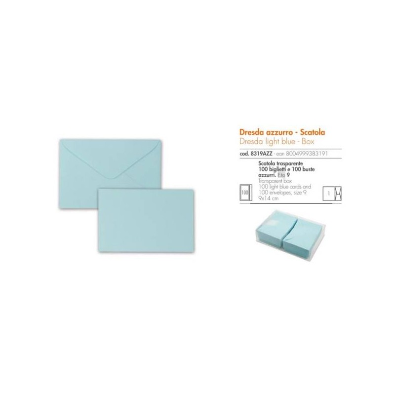 BIGLIETTI + BUSTA 9x14cm BRISTOL AZZURRO 100pz