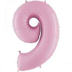 PALLONE NUMERO 9 MYLAR 66cm 26 ROSA PASTELLO