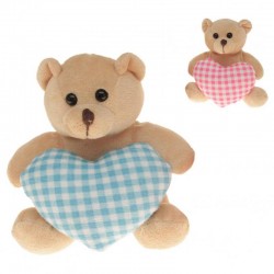PELUCHE ORSETTI CUORE ROSA/AZZURRO 15cm