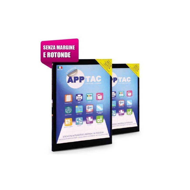 ETICHETTE APPTAC SM0503 210x297  IN F.TO A4 BIANCHE NON RIMOVIBILI 100pz