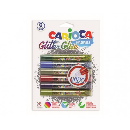 CARIOCA GLITTER GLUE MULTICOLOR MIX 6pz