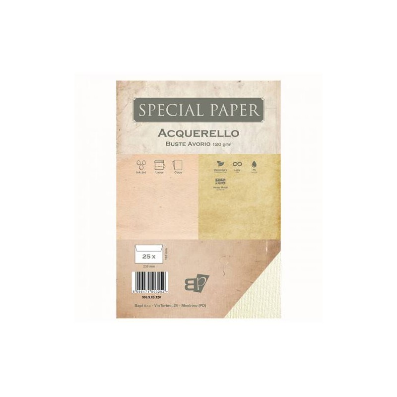 BUSTE 11x22 ACQUERELLO BIANCO gr.120 25pz