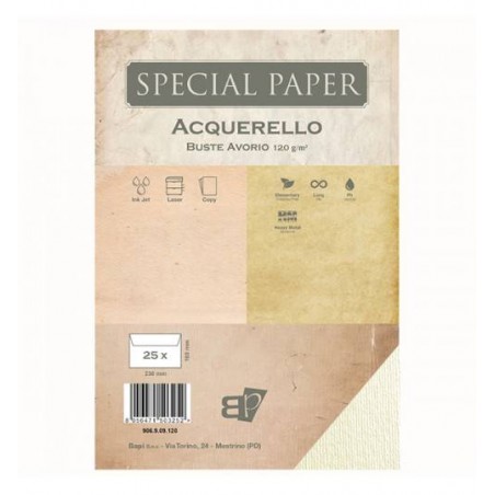 BUSTE 11x22 ACQUERELLO BIANCO gr.120 25pz