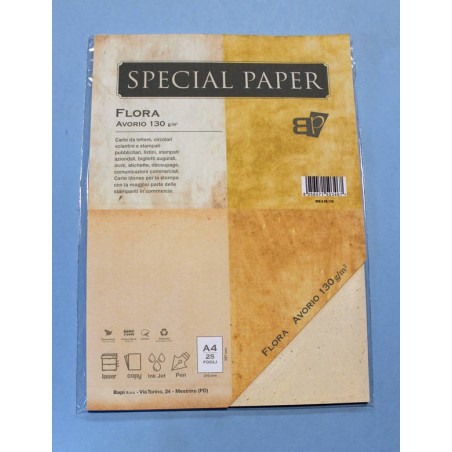 CARTA A4 21x29,7cm FLORA AVORIO gr.130 25fg