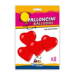 PALLONCINI IN LATTICE CUORE ROSSO PASTELLO 11" 25cm 8pz