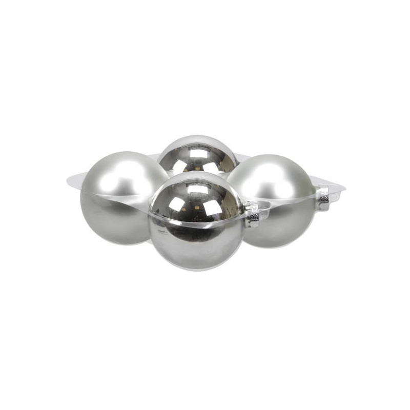 PALLINE VETRO ø100mm ARGENTO MIX 4pz