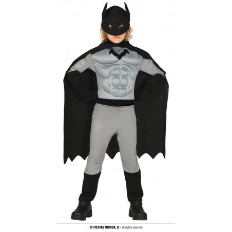 COSTUME SUPEREROE DELLA NOTTE MUSCOLOSO BIMBO 10-12 ANNI