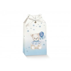 SCATOLA TAG 5,5x3,5x10cm BABY ORSETTO AZZURRO 10pz