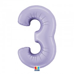 PALLONE NUMERO 3 MYLAR 102cm 40" LILLA