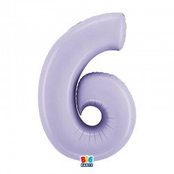 PALLONE NUMERO 6 MYLAR 102cm 40" LILLA