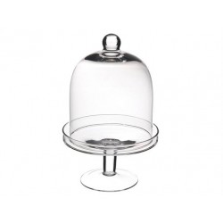 PORTATORTA VETRO ALZATA C/COPERCHIO H.24cm ø16