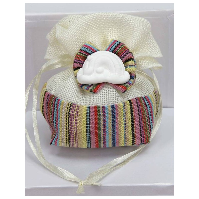 SACCHETTO TESSUTO MULTICOLOR ARCOBALENO GESSO 12pz