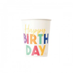 BICCHIERI 250cc HAPPY BIRTHDAY COLORS 8pz