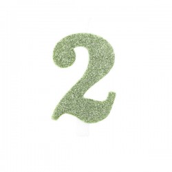 CANDELINA NUMERO 2 GLITTER SALVIA 9,5cm