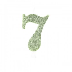 CANDELINA NUMERO 7 GLITTER SALVIA 9,5cm