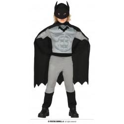 COSTUME SUPEREROE DELLA NOTTE MUSCOLOSO BIMBO 7-9 ANNI