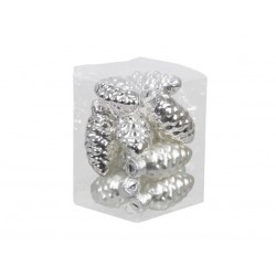 PIGNE VETRO ø60mm ARGENTO MIX 12pz