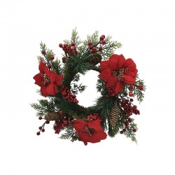 CORONA DI FIORI ROSSI XMAS 35cm
