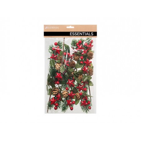 PICKS C/PIGNE E STELLE ROSSE 17cm IN BUSTA 12pz