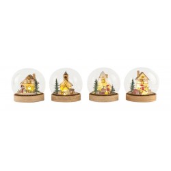 PALLA XMAS BASE LEGNO C/LED 14cm NATURAL ass.ti 1pz