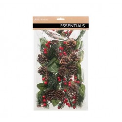 PICKS CON PIGNE E BACCHE 18cm IN BUSTA 12pz ROSSO/VERDE