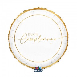 PALLONE MYLAR TONDO 45cm BUON COMPLEANNO GOLD
