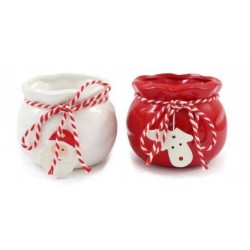 PORTACANDELA 9x7cm DECO NATALE 2colori ass.ti 1pz
