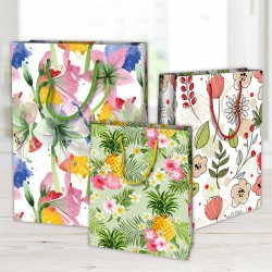 SHOPPER IN CARTA PLASTIFICATA OPACA 18x11x23cm FIORI ASS.TI