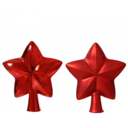 PUNTALE ALBERO IN VETRO A FORMA DI STELLA ROSSO 15x17cm...