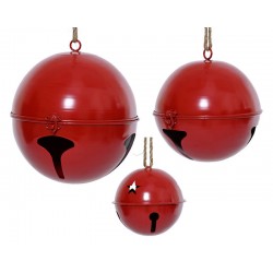 SET 3 CAMPANELLE IN METALLO ROSSO ø24,5/21/14cm