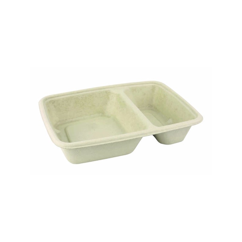 VASCHETTA POLPA RETTANGOLARE 2 SCOMP. 16x23x5 550/250ml BIO COMPOSTABILE 75pz