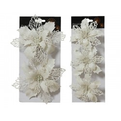 SET POINSETTIA FIORE C/CLIP BIANCO 1conf. (2 o 3pz)