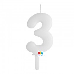 CANDELINA NUMERO 3 TINY PLUMP BIANCO 7cm