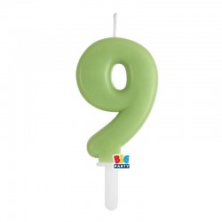 CANDELINA NUMERO 9 TINY PLUMP VERDE OLIVA 7cm