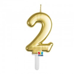 CANDELINA NUMERO 2 TINY PLUMP ORO METAL 7cm