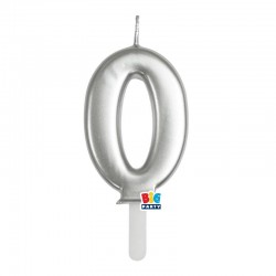 CANDELINA NUMERO 0 TINY PLUMP ARGENTO METAL 7cm