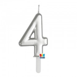 CANDELINA NUMERO 4 TINY PLUMP ARGENTO METAL 7cm