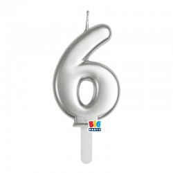 CANDELINA NUMERO 6 TINY PLUMP ARGENTO METAL 7cm