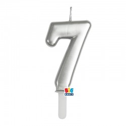 CANDELINA NUMERO 7 TINY PLUMP ARGENTO METAL 7cm