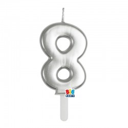 CANDELINA NUMERO 8 TINY PLUMP ARGENTO METAL 7cm